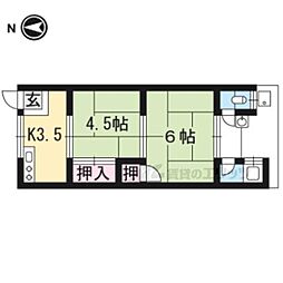 芝野荘 2Kの間取図画像