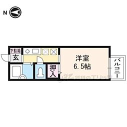 JR山陰本線 太秦駅 徒歩8分の賃貸アパート 1階1Kの間取り