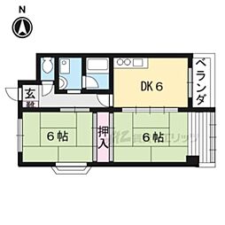 エントピア嵐山 5階2DKの間取り