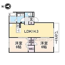 ベルク・フェルトA 2階2LDKの間取り