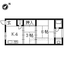 第二苔ノ荘 2Kの間取図画像