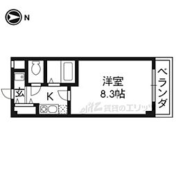 ブランベージュ桂 1Kの間取図画像