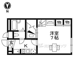 レオパレスDeerField2 1Kの間取図画像