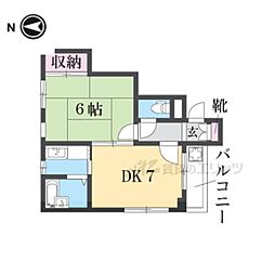 木下ビル 1DKの間取図画像