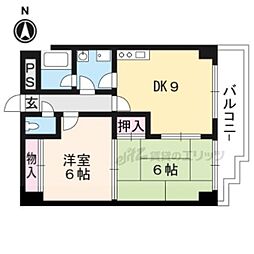 エスポワール西京極 2LDKの間取図画像