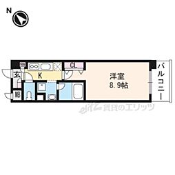 サンライズ石田 1Kの間取図画像