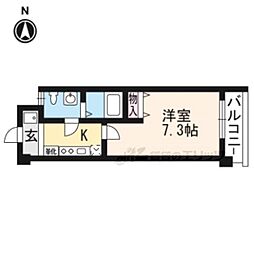 レヴィア七条 1Kの間取図画像