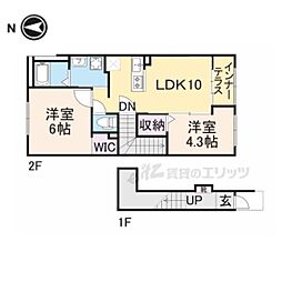 サンフィット桂 2LDKの間取図画像