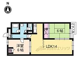 シャルレ4番館 2LDKの間取図画像