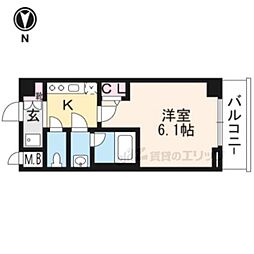 エステムコート京都西院 1Kの間取図画像
