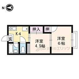 竹殿ハイツ 2Kの間取図画像