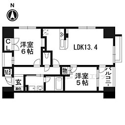 イーグルコート烏丸御池 2LDKの間取図画像