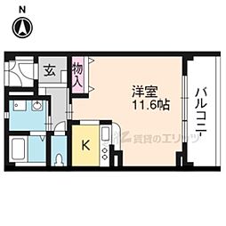 ミュー花水木弐番館 1Kの間取図画像