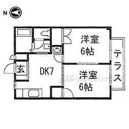 コスモスハイツ 2DKの間取図画像