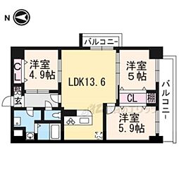 グランヒル西京極 3LDKの間取図画像