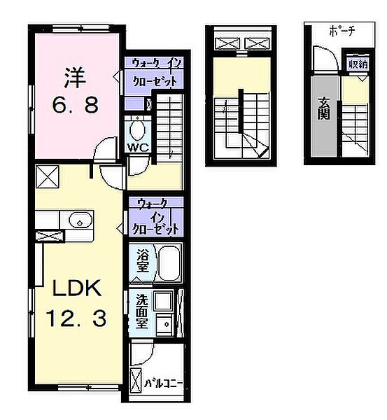 Ｋａｌｍｉａ（カルミア） 303｜愛知県名古屋市中川区服部２丁目(賃貸アパート1LDK・3階・59.21㎡)の写真 その2