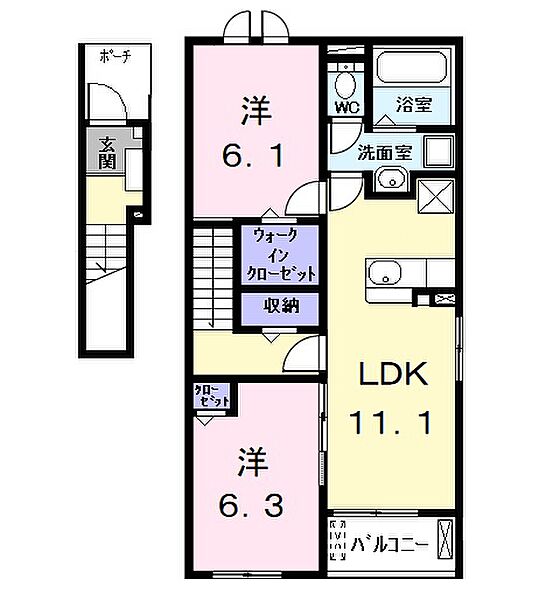 ルミエール中野新町 201｜愛知県名古屋市中川区昭和橋通１丁目(賃貸アパート2LDK・2階・58.57㎡)の写真 その2