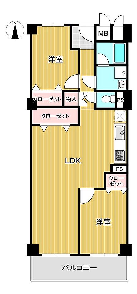 2LDK 間取り
