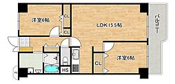 泉北星和台コーポラス 2LDKの間取図画像