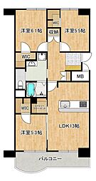 かもめ第1コーポ11号棟 3LDKの間取図画像