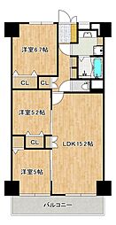 シャルム堺C棟 3LDKの間取図画像