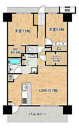 ヴェリテ東岸和田駅前 2LDKの間取図画像