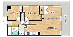 クレール諏訪ノ森マリーニア 3LDKの間取図画像