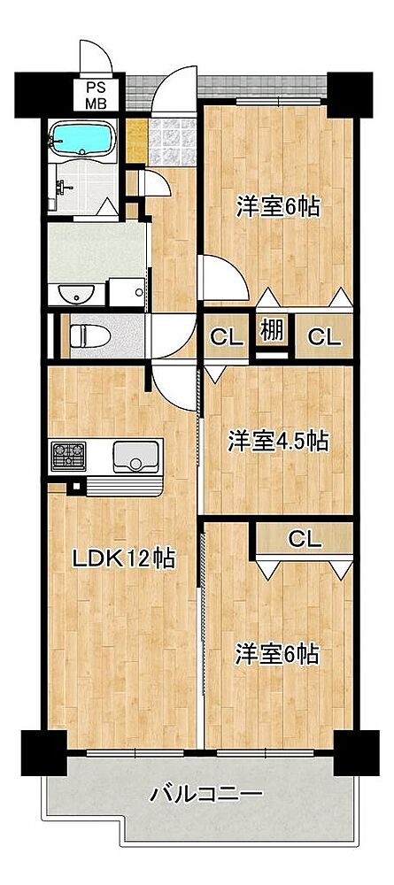 3LDK 間取り
