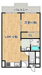ニュー北加賀屋マンション 1LDKの間取図画像