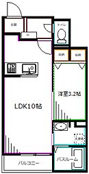 西武新宿線 下井草駅 徒歩16分の賃貸アパート 1階1LDKの間取り