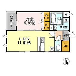 メルベイユ浜田山 1LDKの間取図画像