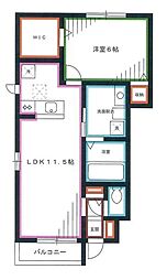 サニーフラット善福寺 1LDKの間取図画像