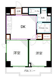 ルーブル上鷺宮弐番館 2DKの間取図画像