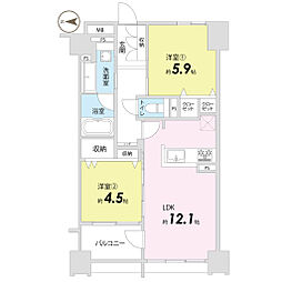 藤和河原町二条ホームズ 2LDKの間取図画像