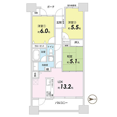 間取り イーグルコートガーデン・ヒル西京都 5階/516