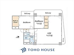 早稲田スカイマンション 2LDKの間取図画像