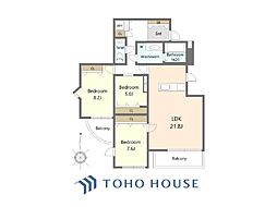 オリエントロイヤルハウス経堂 3LDKの間取図画像