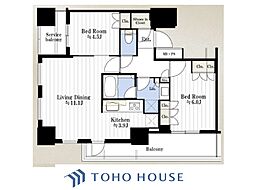 パークタワー池袋イーストプレイス 2LDKの間取図画像