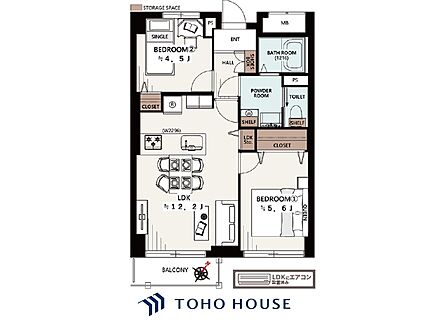 【house the light is illuminat】採光と風 家事導線も比較的良好で、風通しの良さで過ごしやすい麗(うら)らかな気分にさせてくれるリビング