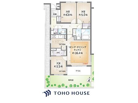 【house the light is illuminat】採光と風 家事導線も比較的良好で、風通しの良さで過ごしやすい麗(うら)らかな気分にさせてくれるリビング