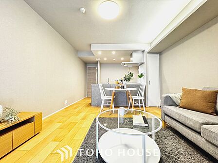 【Decorative lighting】上質に仕上げられた室内。オフ・ホワイトの壁を背にした観葉植物の葉をそっと置かれたインテリア・ライトが照らし出しています。少しお洒落な暮らしをしてみませんか。