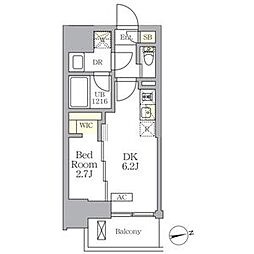 ザ・ライオンズフォーシア文京湯島 1DKの間取図画像