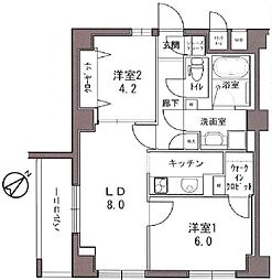 京成押上線 京成曳舟駅 徒歩6分の賃貸マンション 3階2LDKの間取り