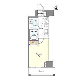 東京メトロ日比谷線 南千住駅 徒歩5分の賃貸マンション 12階1Kの間取り