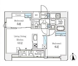 文京区湯島3丁目マンション 2LDKの間取図画像