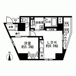 東京メトロ千代田線 根津駅 徒歩3分の賃貸マンション 9階1LDKの間取り