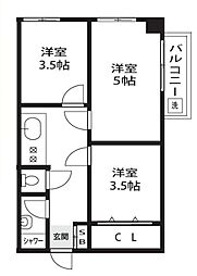 シャトレー上野 3Kの間取図画像