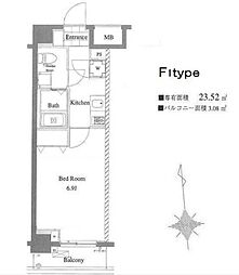 アゼスト日暮里 1Kの間取図画像