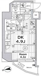 メイクス上野 1DKの間取図画像