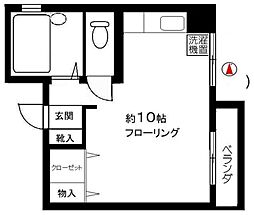 天野ハイツ ワンルームの間取図画像